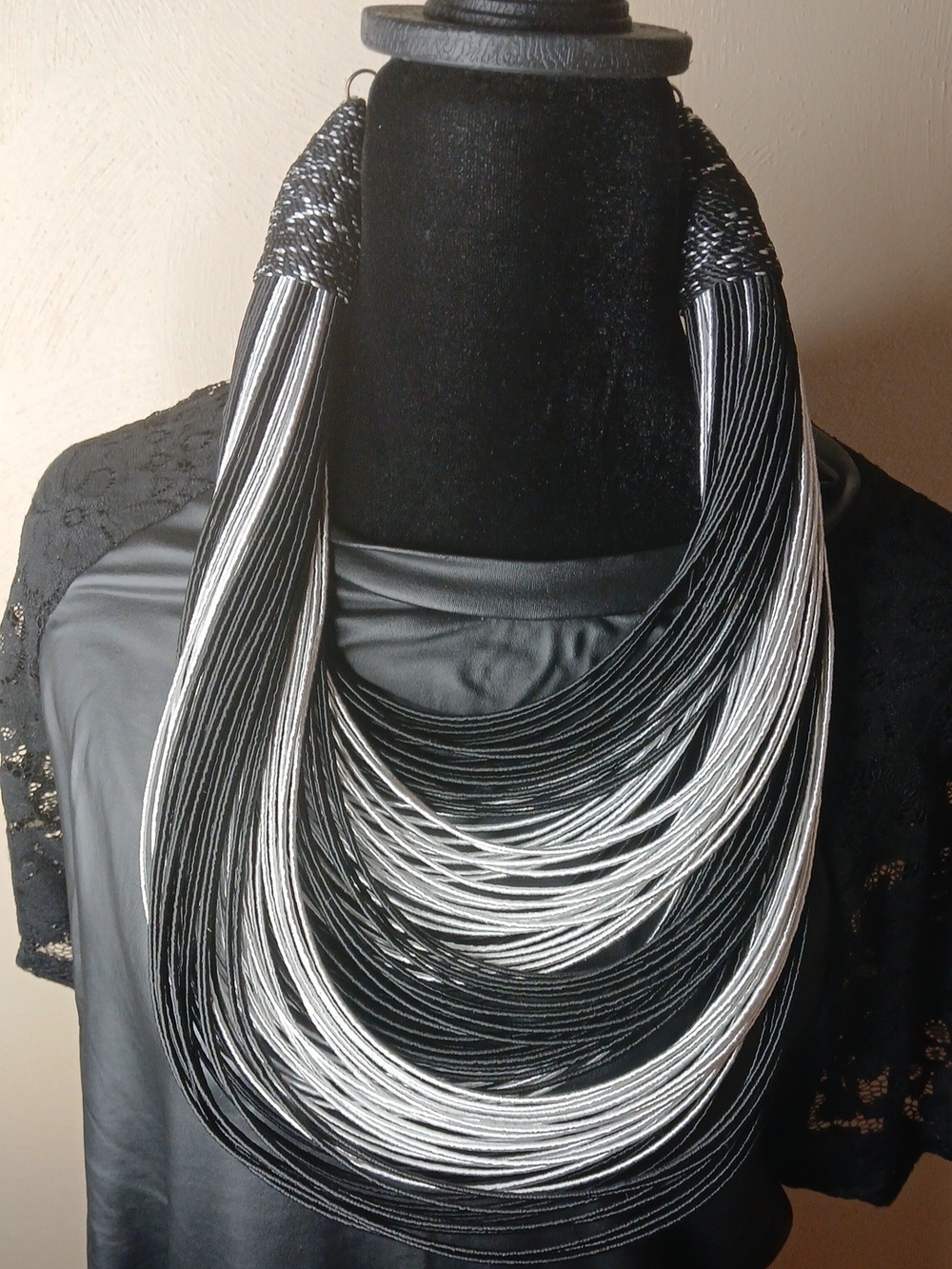 Black and White Multi-Strand Statement Necklace